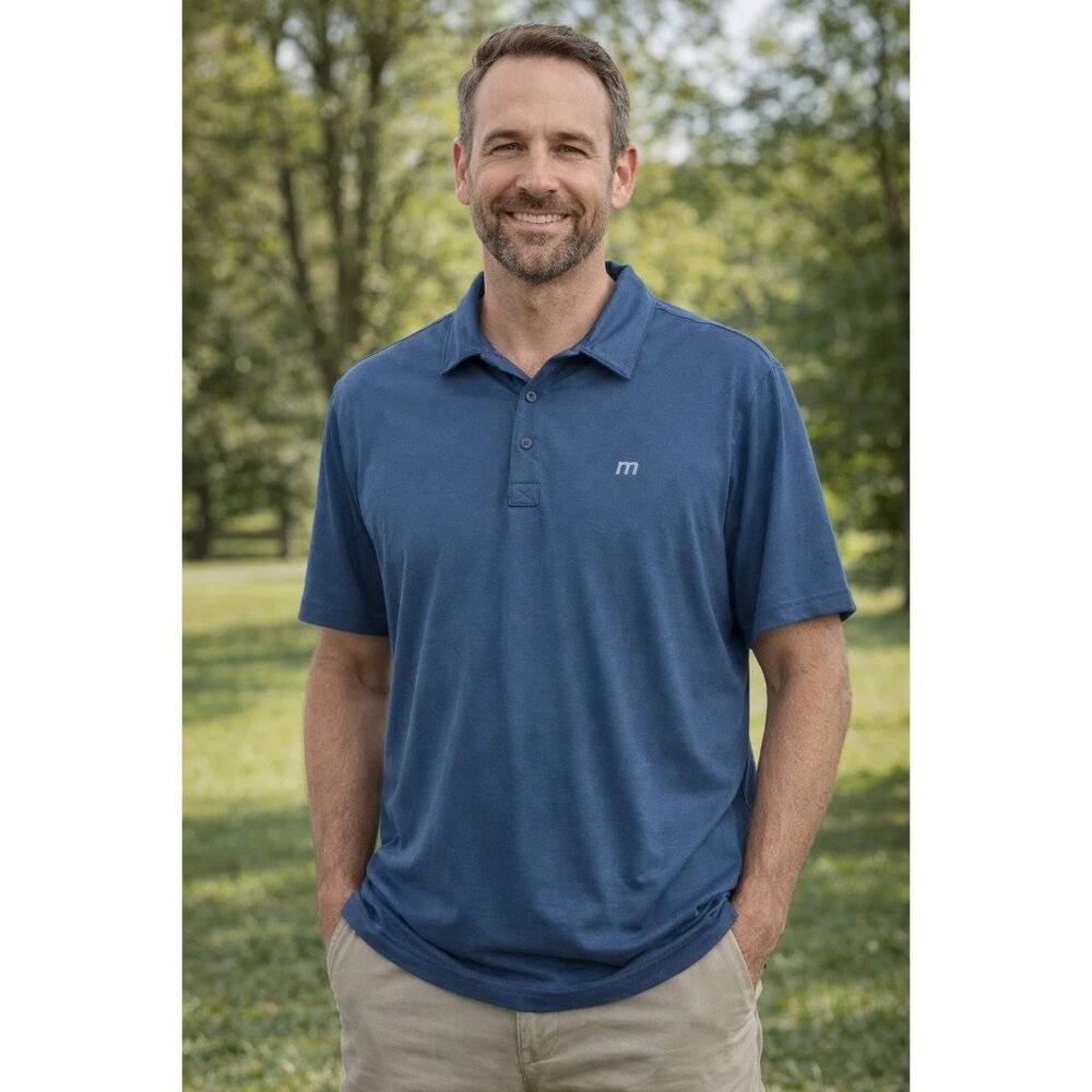 Travis Mathew Men's Heather Navy  Polo Shirt size XXL 2XL